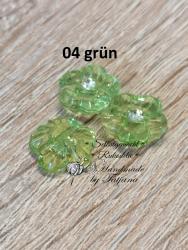 Acrylknopf Blume mit Stein grün 15mm,